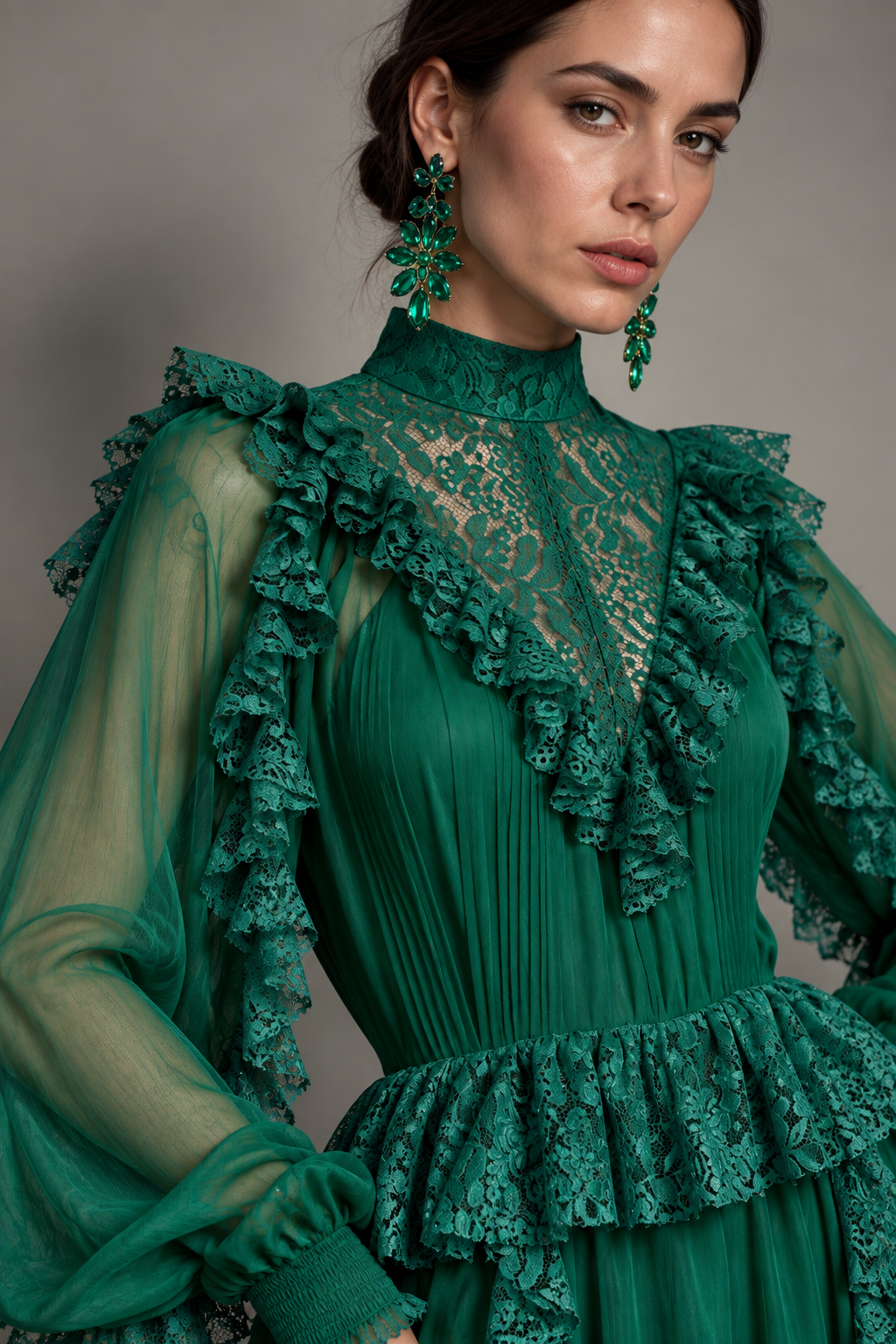 Illusion lace yoke at the neckline
